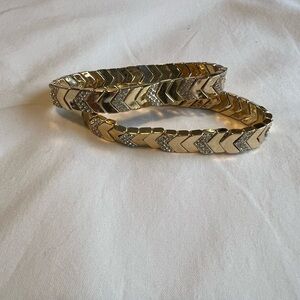 Elegant Gold Chevron Stretch Bracelets set of 2